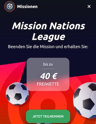 40€ Wette ohne Risiko bei der Betano Mission Nations League!