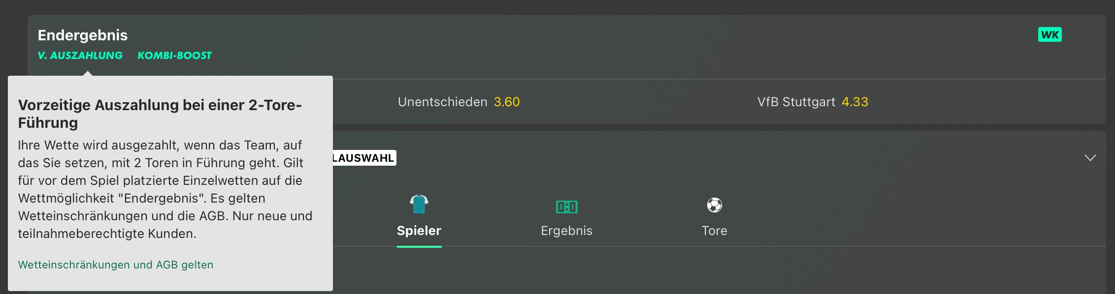 Vorzeitige Auszahlung bei bet365 vom 13.8.24