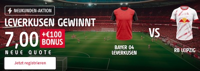 Wette mit einem 300% Quotenboost auf Leverkusen vs. Leipzig!