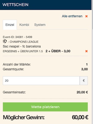 Unser Wett Tipp bei Happybet zu Napoli - Barcelona