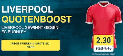 Quote 2.30 auf Liverpool besiegt Burnley - nur bei sportwetten.de