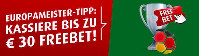 Hol dir eine Freebet bis zu 30€ mit deiner EM Sieger Wette bei tipp3