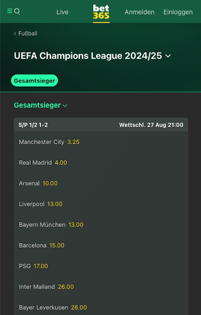 bet365 wird sponsor der uefa champions league