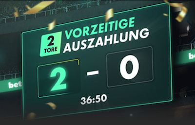 bet365 vorzeitige Auszahlung bei 2-Tore-Vorsprung