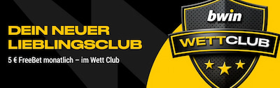 Bwin Wettclub bringt 5€ Freiwette im Monat