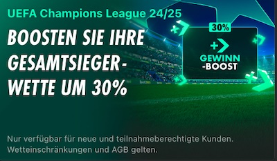 30% Bet365 Champions League Boost auf Sieger Wetten!