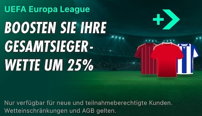 25% Quotenboost bei Bet365 für EL-Sieger Wetten