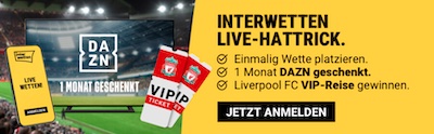 Melde dich bei Interwetten an und hol dir einen DAZN Code und gewinne eine Reise an die Anfield Road!