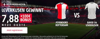 Wette bei Tipico auf Feyenoord vs. Leverkusen und sicher dir einen 350% Quotenboost!