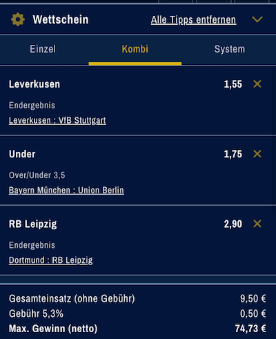 Admiralbet-Wettschein für den 9. Bundesliga-Spieltag, 29.10.