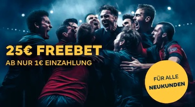 Zahle einen Euro ein und kassiere eine 25€ Merkur Bets Freebet!