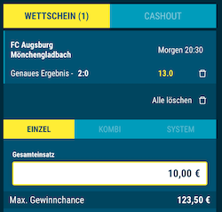 Tipp platzieren bei sportwetten.de