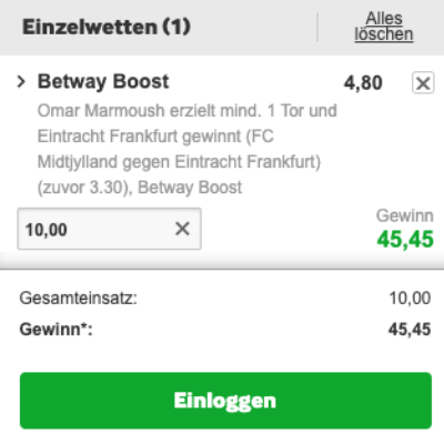 Quotenboost bei Betway: Wenn Frankfurt siegt und Marmoush trifft, wartet eine 4,80er Quote