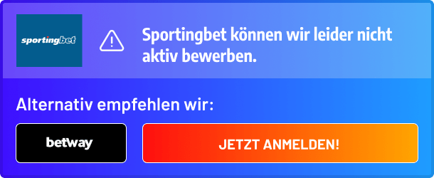 Der Sportingbet Bonus ist leider nicht aktiv - aber wir haben eine Alternative