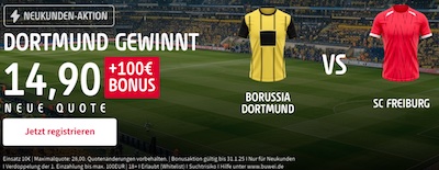 Tipico erhöht BVB Quote - Dortmund besiegt Freiburg zu 14.90!