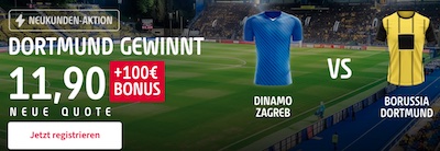 600% Quotenboost von Tipico zu Zagreb vs. Dortmund!