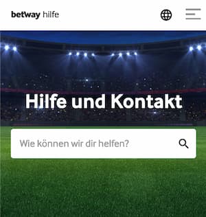 Hilfe und Kontakt-Bereich von Betway