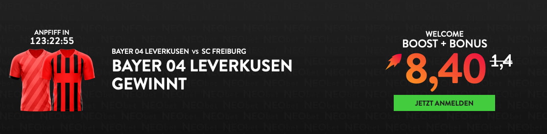 Neukunden profitieren von einem Quotenboost, wenn sich Leverkusen daheim gegen Freiburg durchsetzt.