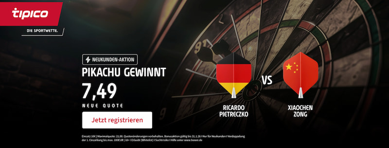 Passend zur Darts WM, hat Tipico einen spannenden Quotenboost parat.