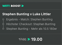 Darts-WM Halbfinale: Bunting - Littler, bet365-Boost, 02.01.2025