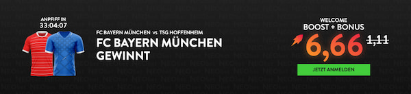 Bei NEO.bet tippst du mit Quote 6.66 auf einen Bayern Erfolg gegen Hoffenheim!