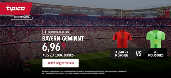 500% Quotenboost für die Partie Bayern gegen Wolfsburg