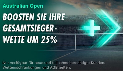 25% mehr Ertrag bei Bet365 für deine Wetten auf den Australian Open Gesamtsieger