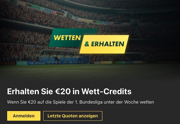 20€ in Wett-Credits von Bet365 zur Bundesliga