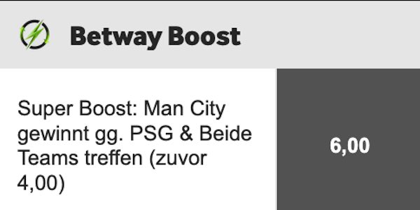 der betway super boost erhöht die psg man city quote