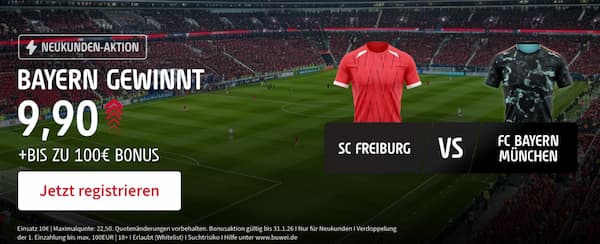 650% auf die Freiburg Bayern Wetten bei Tipico!