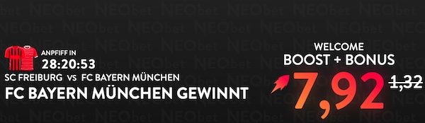 500% Boost von NEO.bet für Freiburg Bayern Wetten