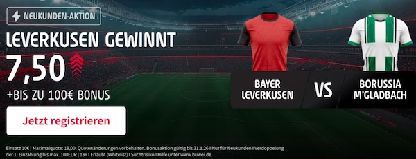 500% Boost von Tipico auf Sieg Leverkusen vs. Gladbach!