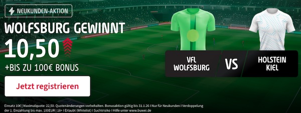 650% Boost von Tipico für Wolfsburg Kiel Wetten!