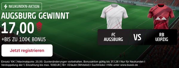 Wette mit der 5-fachen Tipico Quote auf Augsburg besiegt Leipzig!