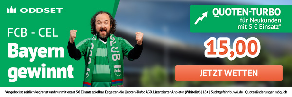 ODDSET Quoten Turbo - Bayern besiegt Celtic Glasgow zu 15.0!