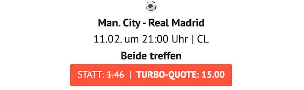 ODDSET: Quote 15.0 auf beide Teams treffen bei City vs. Real!