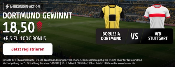 900% Quotenboost von Tipico zu Dortmund - Stuttgart