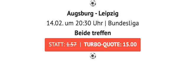 ODDSET erhöht Augsburg Leipzig Quoten - beide Teams treffen zu 15.0!